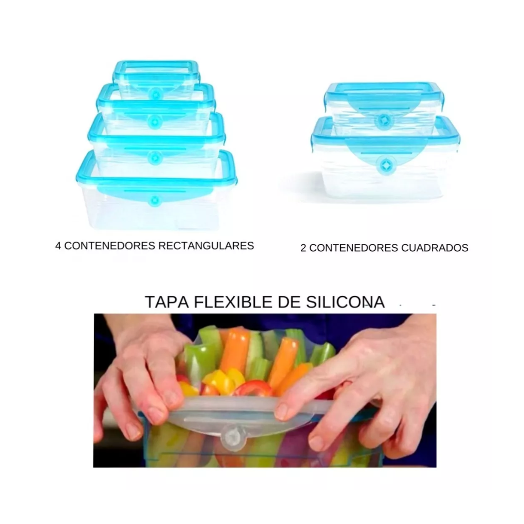 Miniatura 2 de Set Recipientes Con Tapa En Silicona X 6